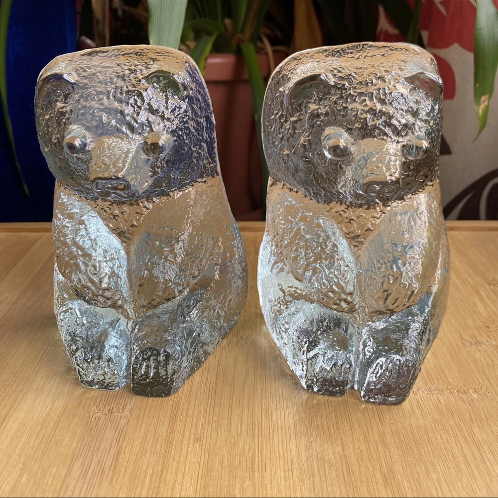 BLENKO Clear SITTING BEAR BOOKENDS Don Sheppard
DAS Stickers 1975 Pair MCM 4034